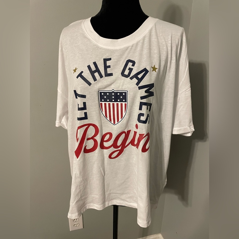Team USA Cropped Tee Let the Games Begin XXL